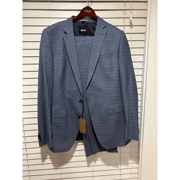 Hugo Boss Italian‎ Wool Blue 2-Piece Suit - NWT Size 44L MSRP $895 - Picture 1 of 11